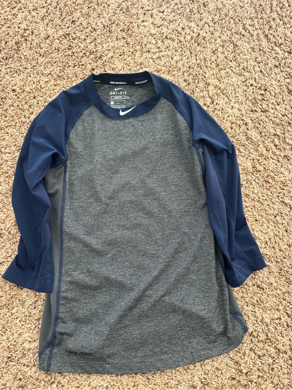 Nike Dri-FIT Gray & Navy Youth Baseball Tee